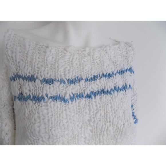 Pepin open knit sweater white boho lightweight size Large - Picture 7 of 9